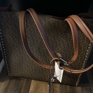 Calvin Klein Zoey Monogram Logo Large Tote